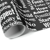 Positieve woordwolk op zwart cadeaupapier (Rol Hoek)