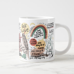 Positieve Zelfliefde Affirmaties Grafische Element Grote Koffiekop