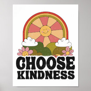 Positieve Zon Vrede Hippie Retro Kies Vriendelijkh Poster