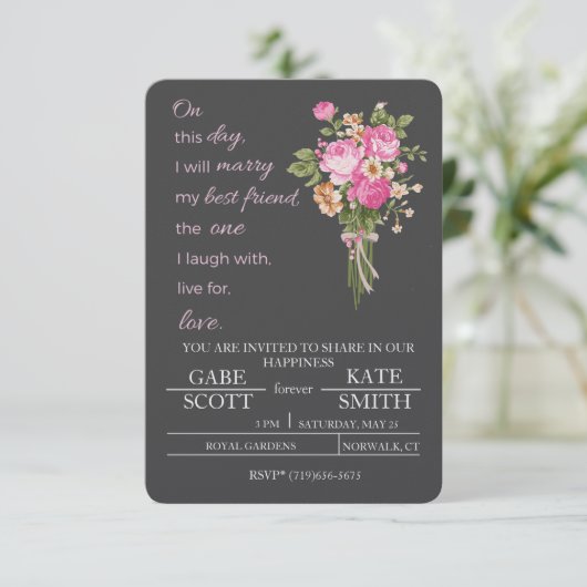  POSITIEWEDING INVITATIE KAART (Staand voorkant)