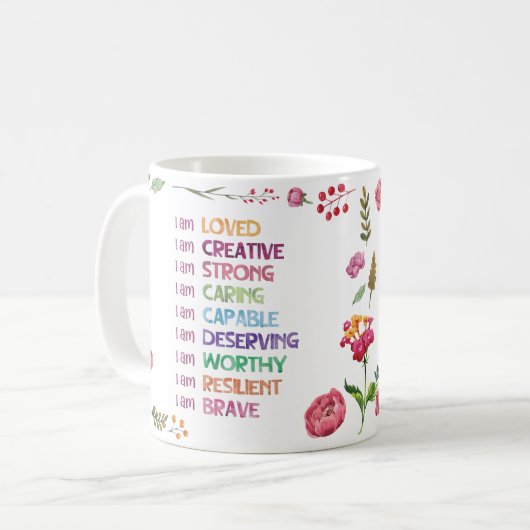 Positive Affirmation Flower Style  Koffiemok (Voorkant links)