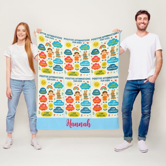 Positive Affirmation Kids– Inspirational Cozy Thro Fleece Deken (In situ)