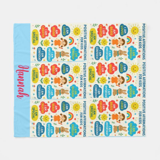 Positive Affirmation Kids– Inspirational Cozy Thro Fleece Deken (Voorkant (Horizontaal))