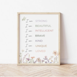 Positive Affirmations Print: Wildflower Wall Art  Poster
