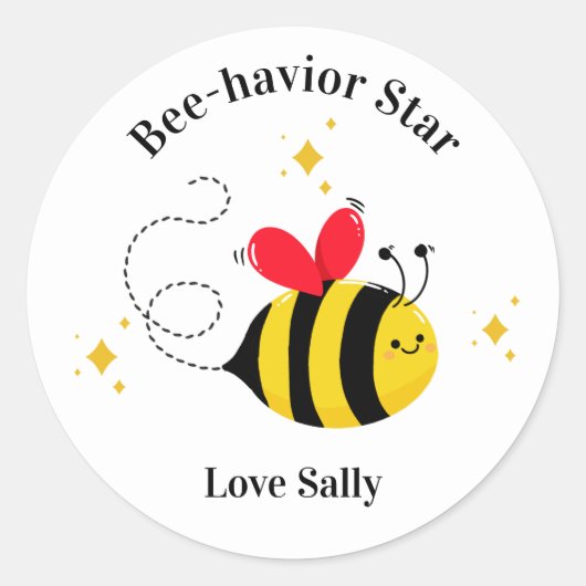 Positive Behavior Sticker, Bee-havior Star Teacher Ronde Sticker (Voorkant)