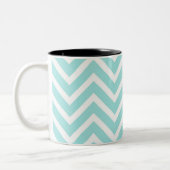 Positive Expectation Good Day Blue Chevron Tweekleurige Koffiemok (Links)