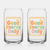 Positive "Good Energy Only" Checkered Frame Blikvorm Glas (Voorkant)