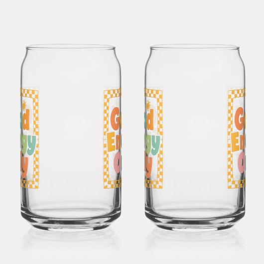 Positive "Good Energy Only" Checkered Frame Blikvorm Glas (Rechts)