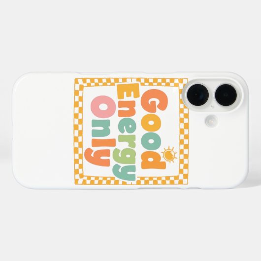 Positive "Good Energy Only" Checkered Frame Case-Mate iPhone Case (Achterkant (horizontaal))