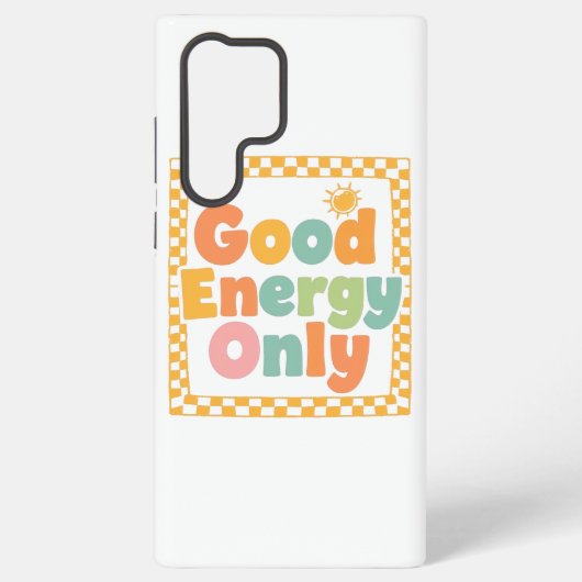 Positive "Good Energy Only" Checkered Frame Samsung Galaxy Hoesje (Achterkant)