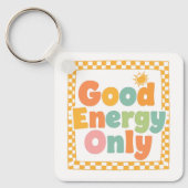 Positive "Good Energy Only" Checkered Frame Sleutelhanger (Voorkant)