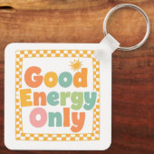 Positive "Good Energy Only" Checkered Frame Sleutelhanger (Achterkant)