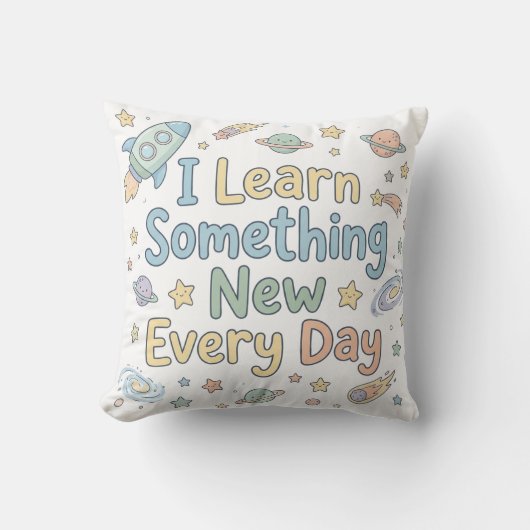Positive Kids Growth Quote Learn Every Day Kussen (Voorkant)