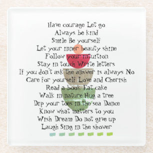 Positive Life Cotes Happiness Abstract Wit Glazen Onderzetter