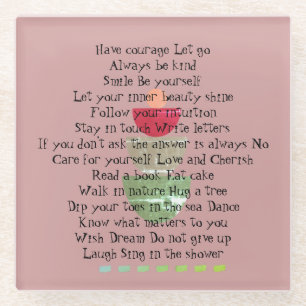 Positive Life Quotes Happiness Pink Abstract Glazen Onderzetter