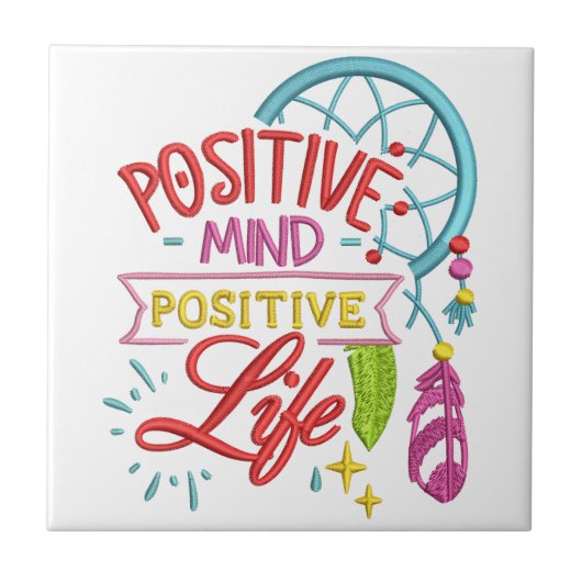 Positive Mind Positive Life Quote Inspirerend Tegeltje (Voorkant)