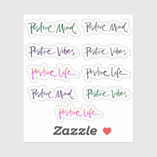 Positive Mind Positive Vibes Positive Life Quote Sticker (Vel)