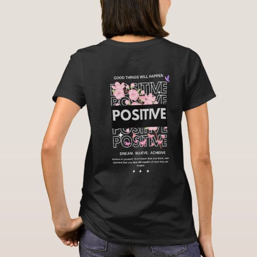 Positive Mindset Quote with Cherry Blossoms T-shirt (Achterkant)