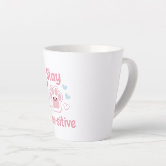 Positive Paw Print with Hearts Latte Mok (Rechterhoek)
