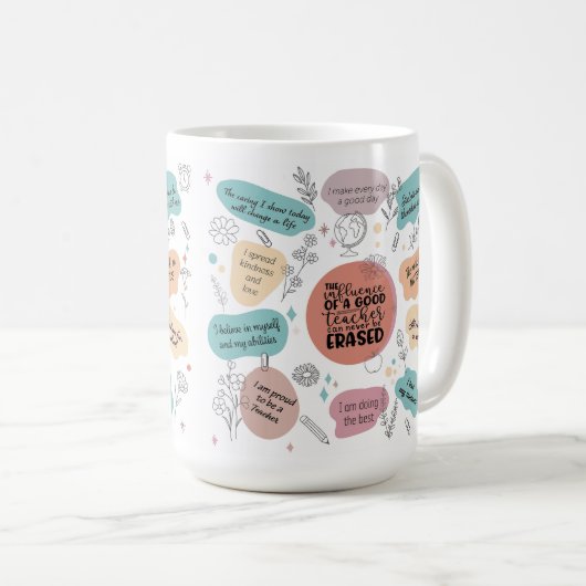 Positive Quotes Teacher Mug Gift, Inspirational  Koffiemok (Voorkant rechts)