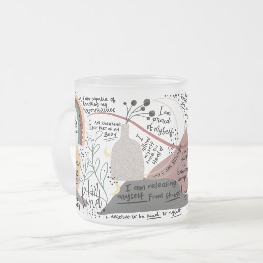 Positive Self Love Affirmations Graphics Matglas Koffiemok (Voorkant links)