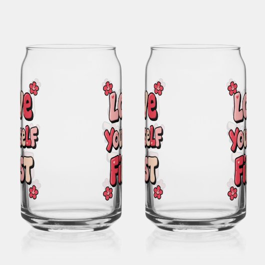 Positive Self Love "Love Yourself First" Blikvorm Glas (Links)