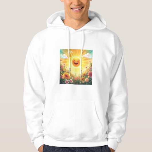 Positive Sunshine Art – Bright Happy Sun and Flowe Hoodie (Voorkant)