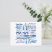 Positive Thinking Word Cloud - Blue Colors Briefkaart (Staand voorkant)