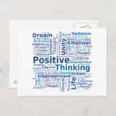 Positive Thinking Word Cloud - Blue Colors Briefkaart (Voorkant / Achterkant)