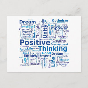 Positive Thinking Word Cloud - Blue Colors Briefkaart