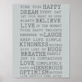 Positive Thoughts Inspirational Words Poster (Voorkant)