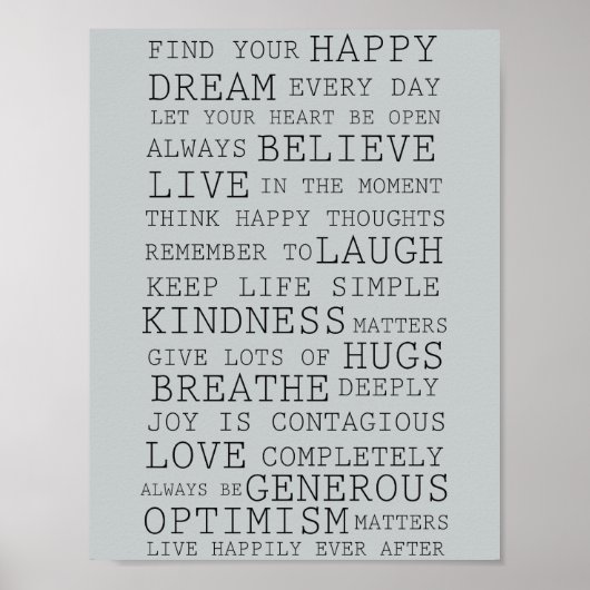 Positive Thoughts Inspirational Words Poster (Voorkant)