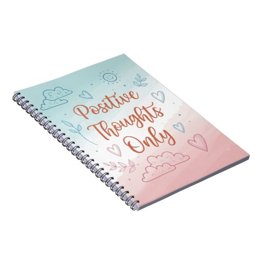 Positive Thoughts Only Journal – Pastelontwerp Notitieboek (Rechterzijde)