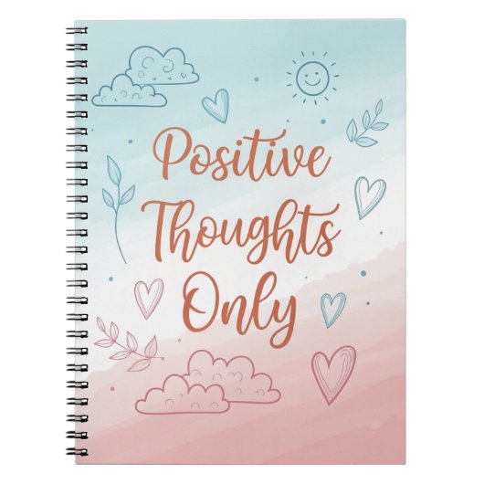 Positive Thoughts Only Journal – Pastelontwerp Notitieboek (Voorkant)