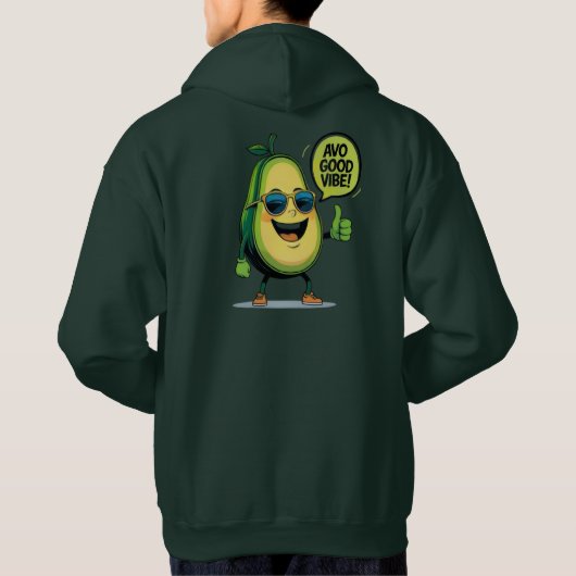 Positive Vibe Avocado Kawaii Fruit Pun Hoodie (Achterkant)
