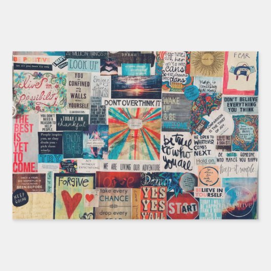 Positive Vibes Collage Wrapping Paper (Voorkant 3)