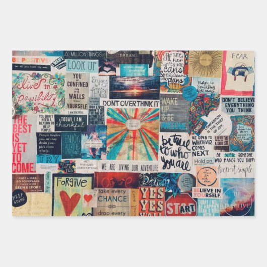 Positive Vibes Collage Wrapping Paper (Voorkant 2)