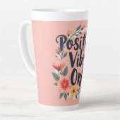 Positive Vibes Only Floral Wreath Design Latte Mok (Linkerhoek)