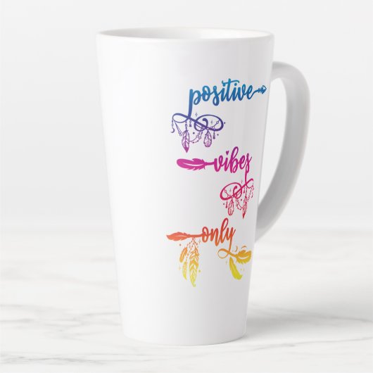 Positive Vibes Only, Rainbow Ombre Boho Latte Mug Latte Mok (Rechterhoek)