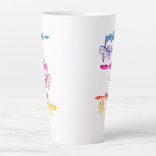 Positive Vibes Only, Rainbow Ombre Boho Latte Mug Latte Mok (Voorkant)