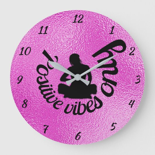 Positive Vibes Only Zen Yoga Meditation Purple Grote Klok (Voorkant)