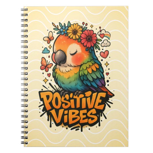 “Positive Vibes” Papegaai Notitieboek (Voorkant)