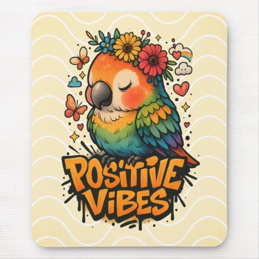 “Positive Vibes” Parrot Muismat (Voorkant)
