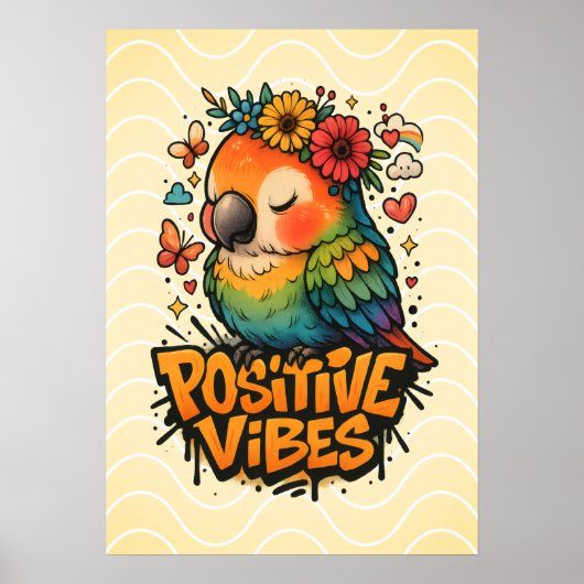 “Positive Vibes” Parrot Poster (Voorkant)