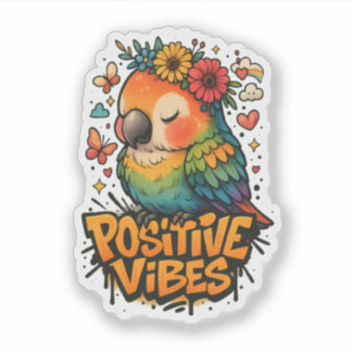 “Positive Vibes” Parrot Sticker