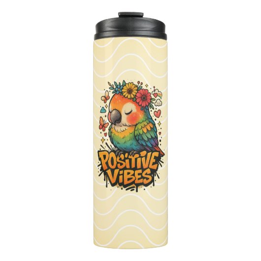 “Positive Vibes” Parrot Thermosbeker (Voorkant)