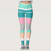 Positive Vibes Turquoise en Perzik Leggings (Voorkant)