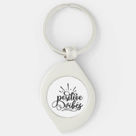 Positive Vibes Typography Motivatie Quote Art Sleutelhanger