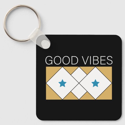 Positive Vibes verfrissend design-Zwart Sleutelhanger (Voorkant)