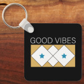 Positive Vibes verfrissend design-Zwart Sleutelhanger (Voorkant)